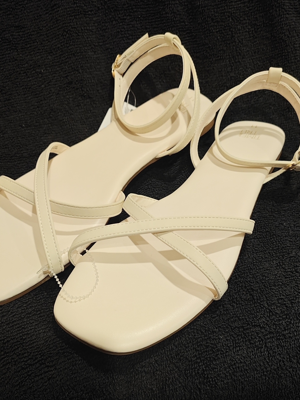 Time and Tru Cream Strappy Ankle Strap Sandals
